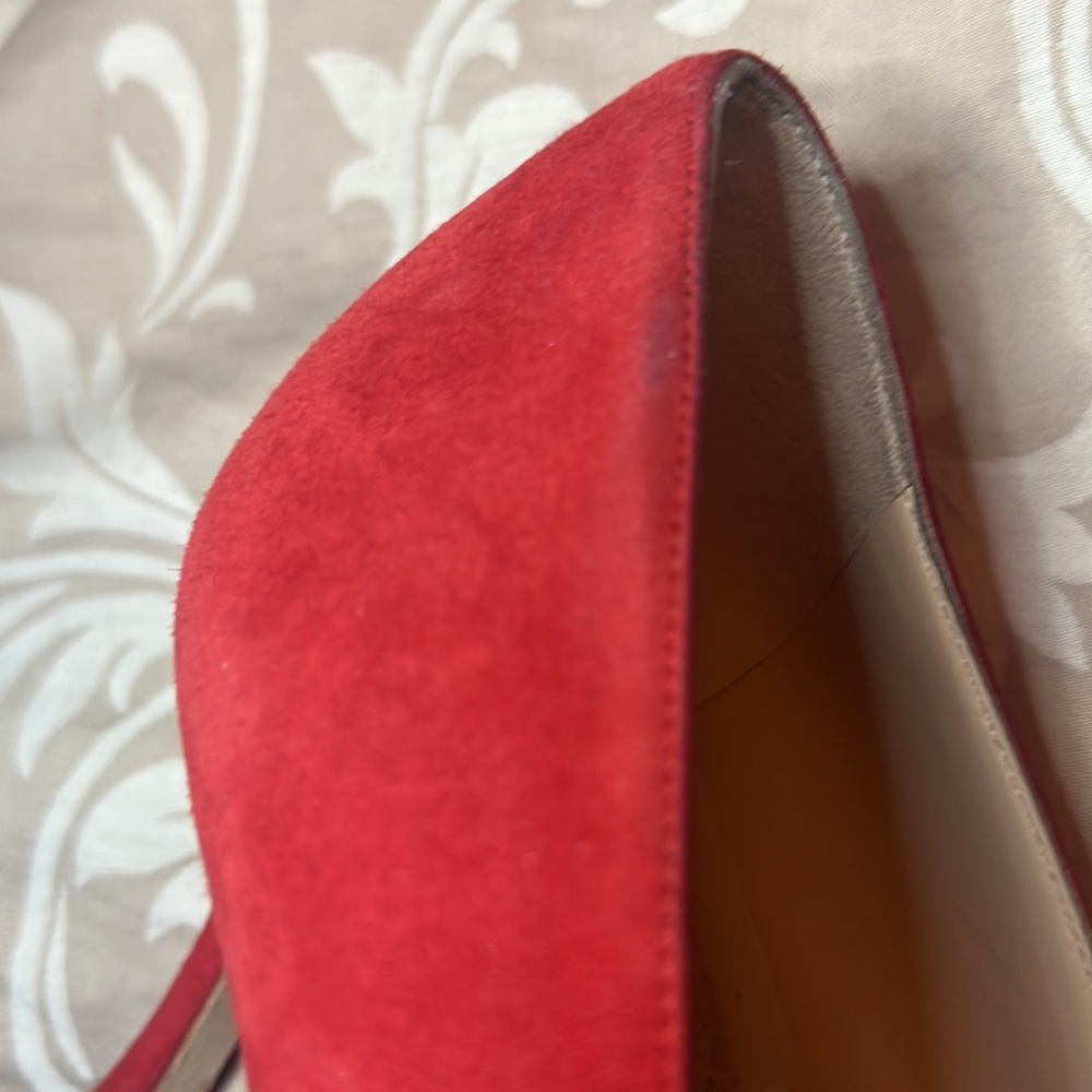 Manolo Blahnik BB 70 Bright Red Suede pointed toe Pumps mismatched size - Picture 6 of 8